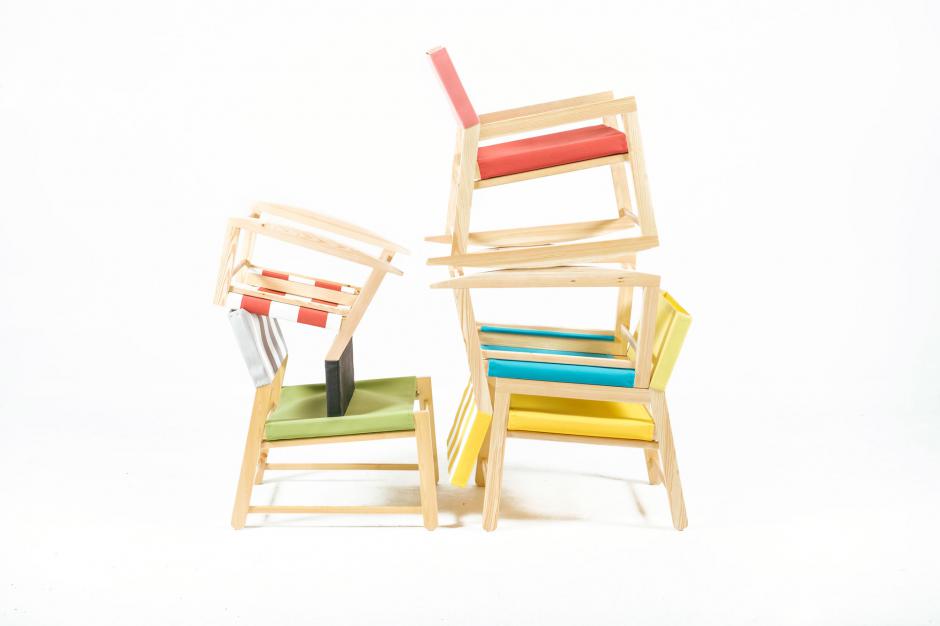 sillones y mecedoras de madera y tela de toldo