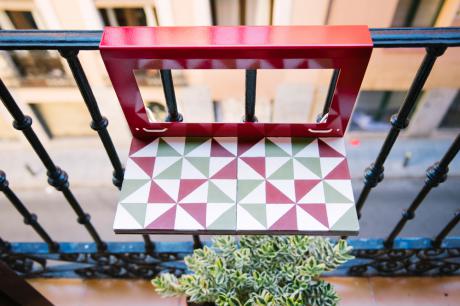 Balcony table with hydraulic tile